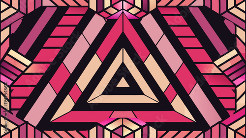 Pink Triangles on Black Art Deco Inspired Background