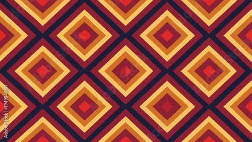 Seamless diamond pattern with warm autumnal color palette repeat