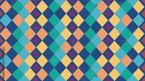 Retro styled diamond pattern with teal and yellow hues