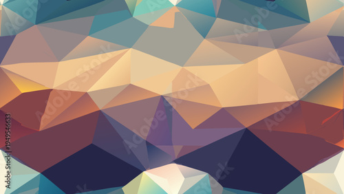 Abstract polygonal background with blue, brown, and orange hues