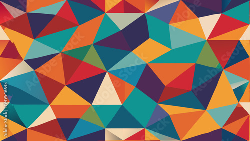 Abstract geometric mosaic background featuring triangles with vibrant colors