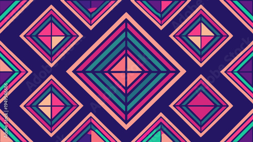 Geometric diamond pattern with a retro color palette illustration