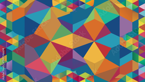Vibrant geometric triangular background with retro color palette
