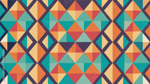 Retro geometric pattern with triangles and square arrangement
