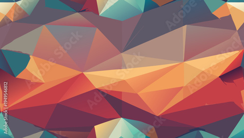 Abstract geometric background with warm and cool colors triangles