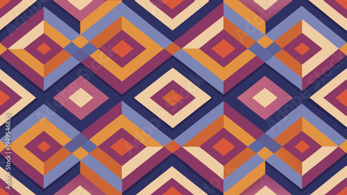 Geometric Diamond Pattern with Warm and Cool Color Variations