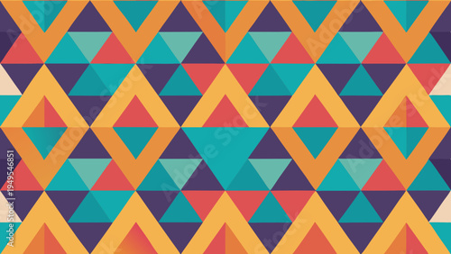 Geometric triangular pattern with retro colors for background use