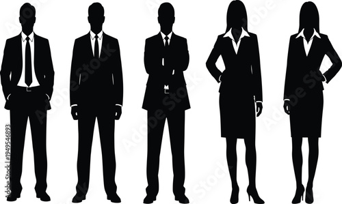 Silhouette illustration of business professionals, 