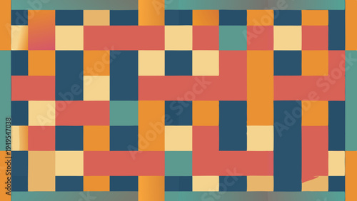 Abstract geometric block pattern with retro color scheme