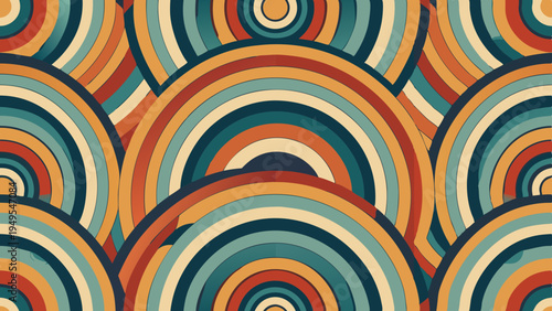 Foto Retro concentric circles background with warm color palette