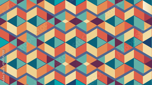 Colorful geometric pattern with chevron and triangular elements
