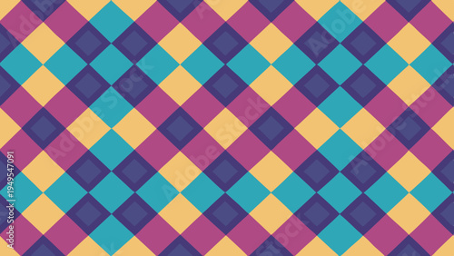 Colorful diamond pattern featuring retro hues and flat design