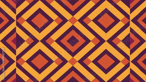 Geometric diamond pattern with orange and purple hues repeating