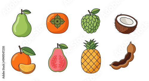 Various colorful fruits isolated on white