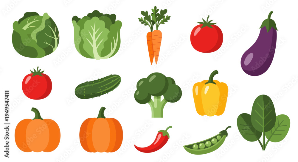 Fototapeta premium Vegetable assortment graphic illustration