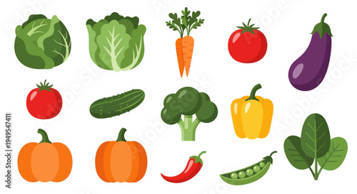 Vegetable assortment graphic illustration
