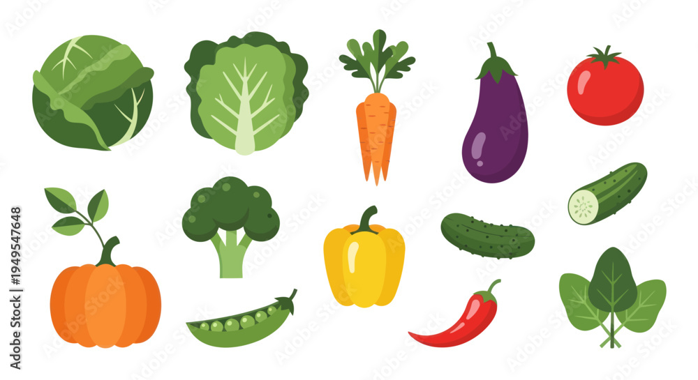 Fototapeta premium Vegetable collection isolated on white