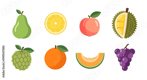 Variety of fresh fruits isolated on white