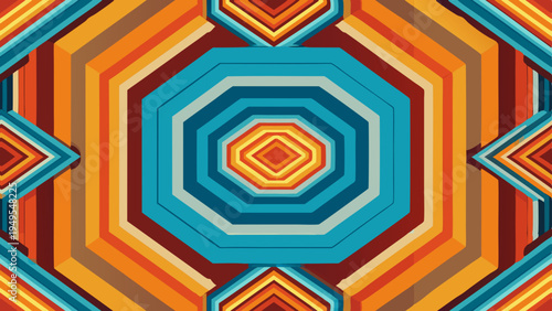 Retro Geometric Pattern With Octagonal Shapes and Vibrant Colors