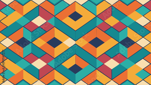 Geometric patterns in retro color scheme for modern design