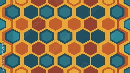 Abstract geometric honeycomb pattern with earthy tone color palette