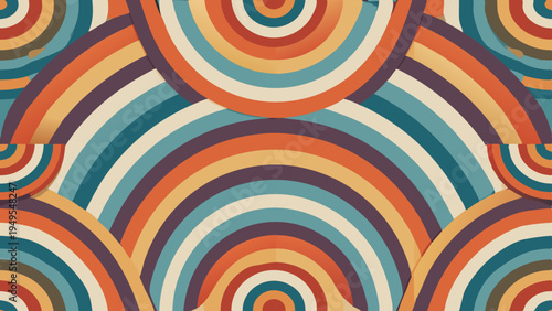 Retro styled rainbow arches creating a colorful seamless pattern