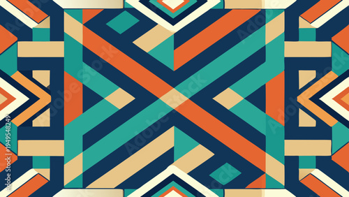 Geometric abstract pattern of colorful shapes and lines