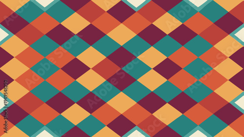 Retro geometric pattern background with colorful diamond shapes