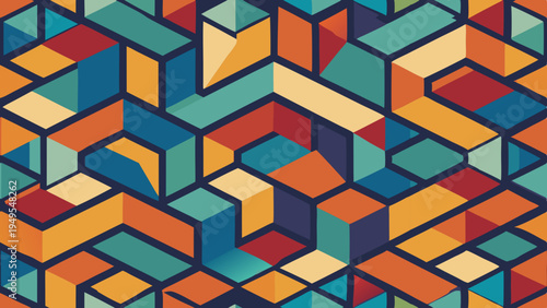 Colorful abstract geometric block pattern background for creative designs