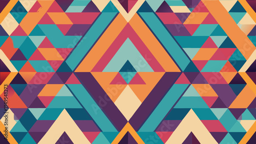 Geometric triangle pattern with vibrant color palette abstract design