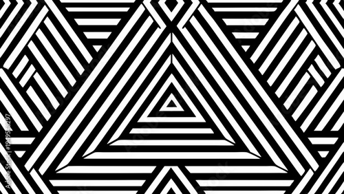 Abstract optical illusion pattern with triangles and stripes