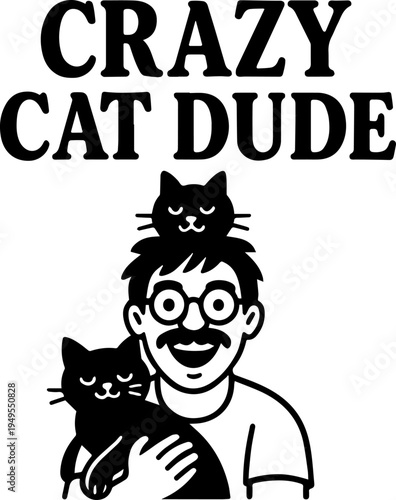 Funny cat quotes and cat lover sayings - cute black and white cat silhouettes, cat mom and cat dad designs, pet humor typography set