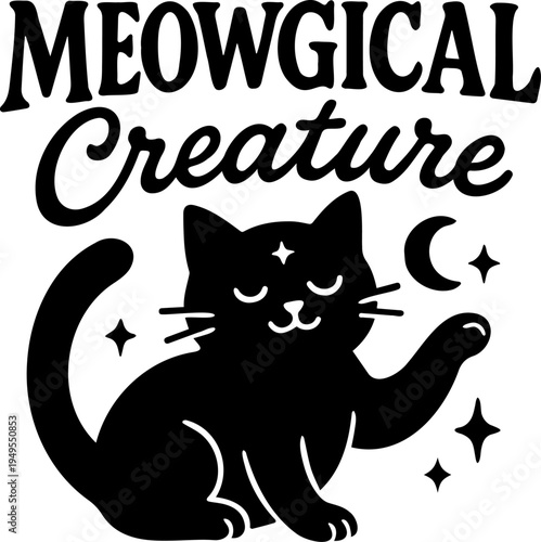 Funny cat quotes and cat lover sayings - cute black and white cat silhouettes, cat mom and cat dad designs, pet humor typography set