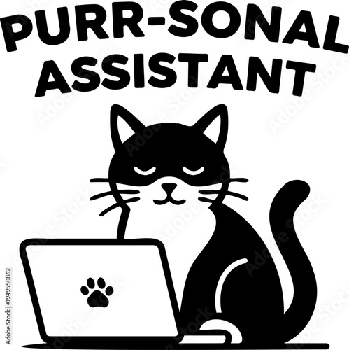 Funny cat quotes and cat lover sayings - cute black and white cat silhouettes, cat mom and cat dad designs, pet humor typography set