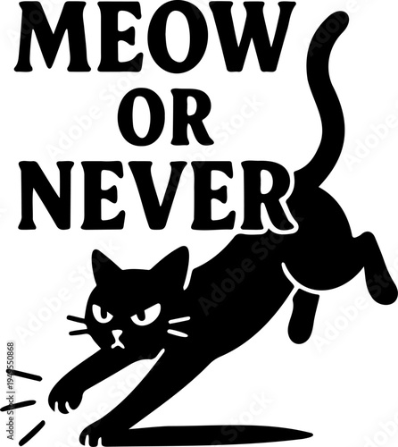 Funny cat quotes and cat lover sayings - cute black and white cat silhouettes, cat mom and cat dad designs, pet humor typography set