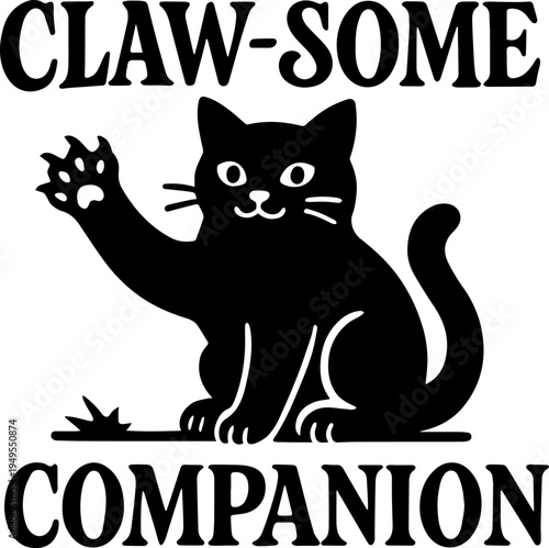 Funny cat quotes and cat lover sayings - cute black and white cat silhouettes, cat mom and cat dad designs, pet humor typography set