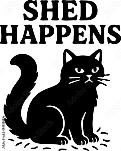 Funny cat quotes and cat lover sayings - cute black and white cat silhouettes, cat mom and cat dad designs, pet humor typography set