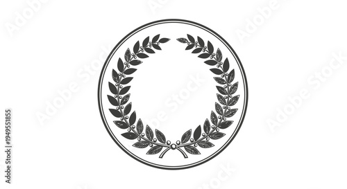 Classic outline of a laurel wreath, symbolizing victory, honor, and achievement, isolated white background.