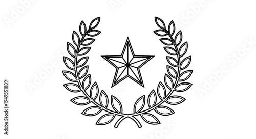 Classic Laurel Wreath with Star Award Icon on Isolated White Background