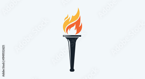 Vector Olympic Torch with Burning Flame in Bright Studio