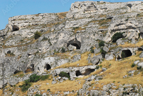 Fotografie italy-matera-panoramic-landscape-ancient-cave-houses-homes-dwellings