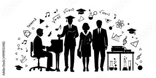 Education. Creative vector illustration for web banner, social media, business presentation, marketing material. Back to school. Distance education, online learning. 