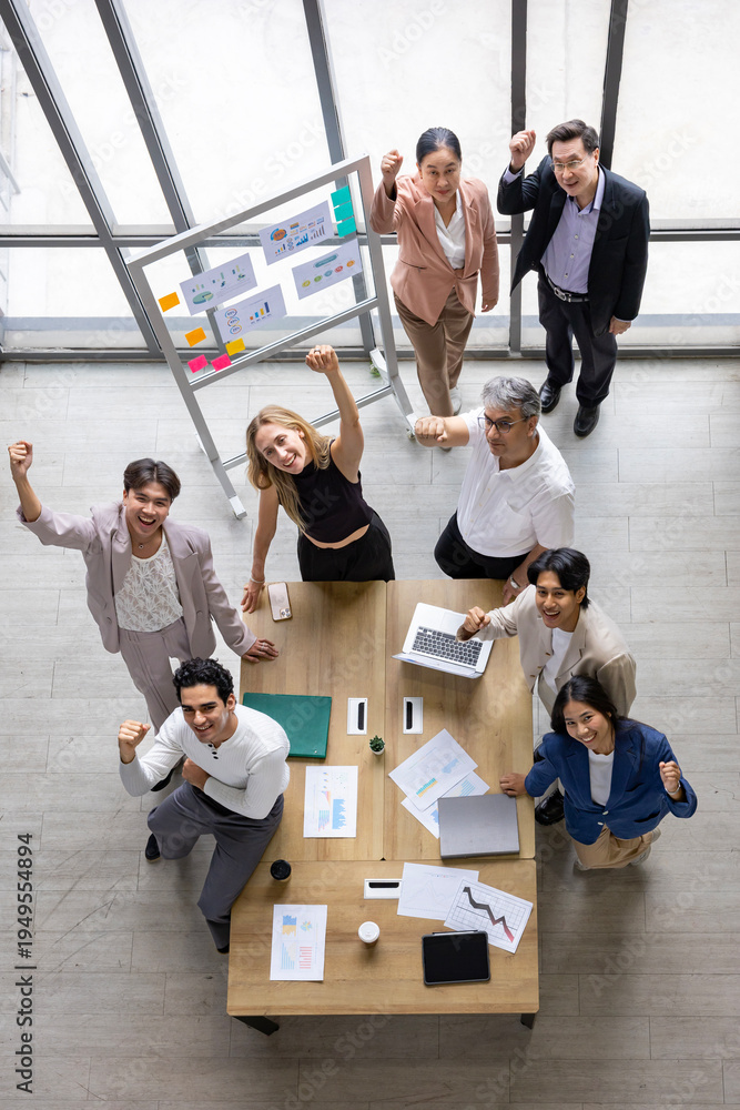 Obraz premium Group portrait of diverse employee business people team meeting working together in the office building in formal jacket for leadership global teamwork and success cooperation partnership concept