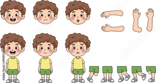 Cartoon children sitting on various furniture types — playful character poses for kids illustration, classroom, or lifestyle design
