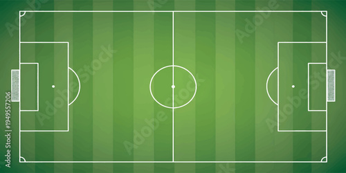 Soccer field with white lines markings.