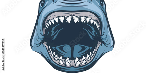 Cartoon shark head with sharp teeth.