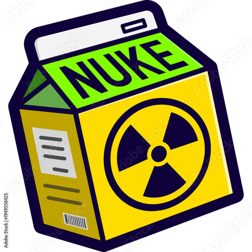nuclear carton with text sticker illustration