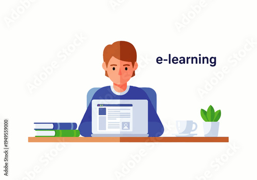 Man sitting at desk with laptop 1.