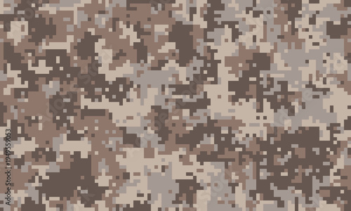 Abstract digital camouflage pattern.  Earthy tones blend seamlessly, perfect for backgrounds, textiles, or militarythemed designs.  Creates a sense of concealment and mystery.