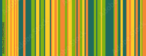 Vibrant vertical stripes in sunny yellow, bright orange, and earthy green create a cheerful, retroinspired pattern.